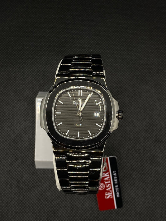 SS BLACK DIAL STAINLESS STEEL