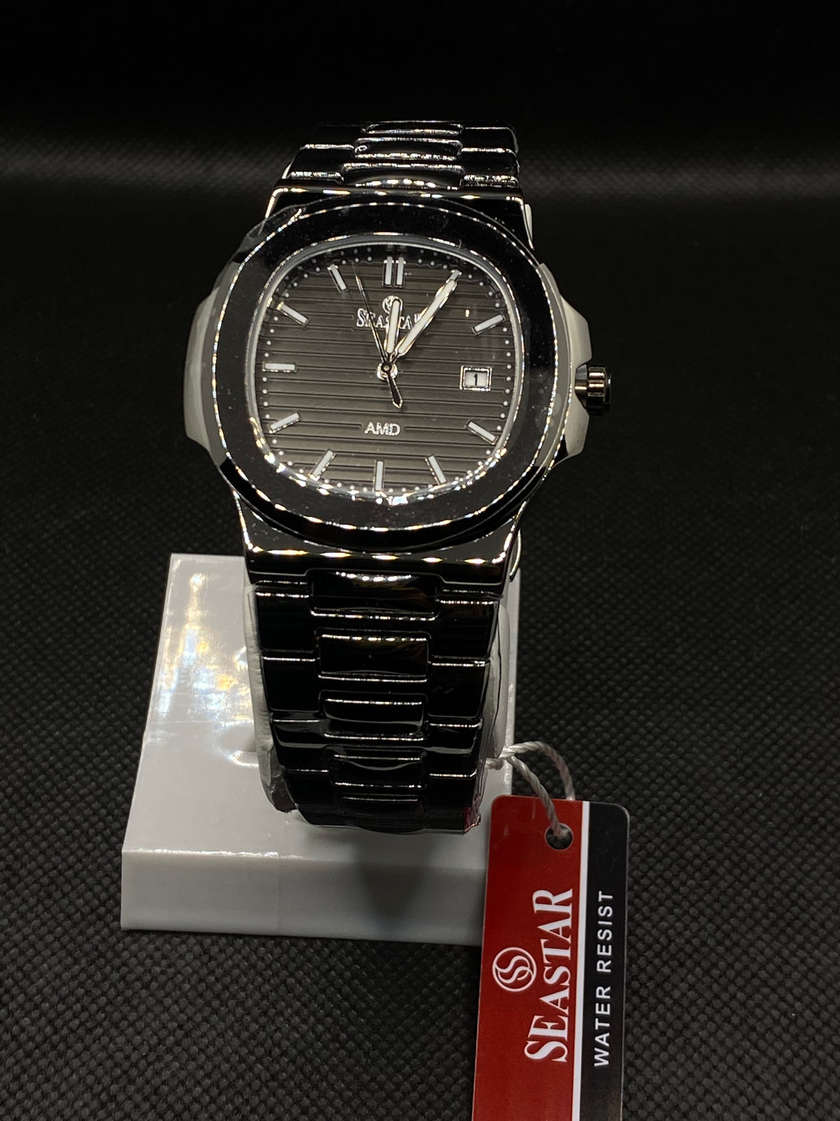 SS BLACK DIAL STAINLESS STEEL