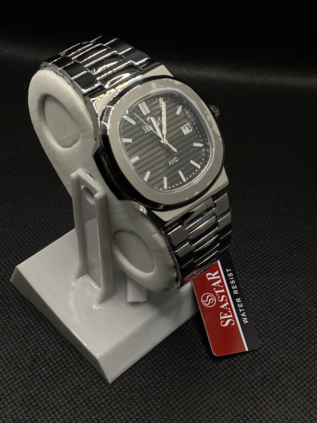 SS BLACK DIAL STAINLESS STEEL