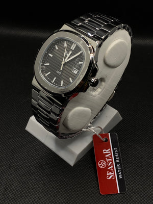 SS BLACK DIAL STAINLESS STEEL