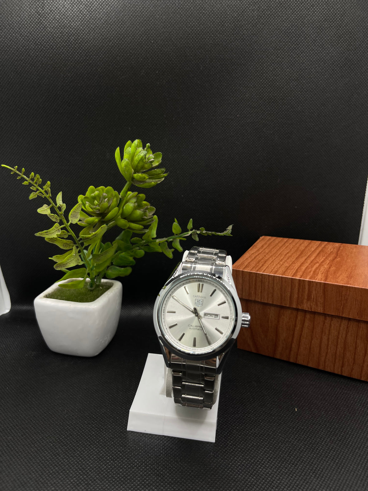 CALIBRE 5 SILVER STAINLESS STEEL WHITE DIAL AUTOMATIC WATCH FOR GENTS