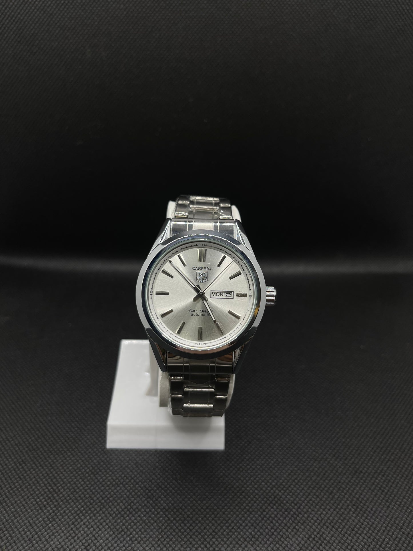 CALIBRE 5 SILVER STAINLESS STEEL WHITE DIAL AUTOMATIC WATCH FOR GENTS