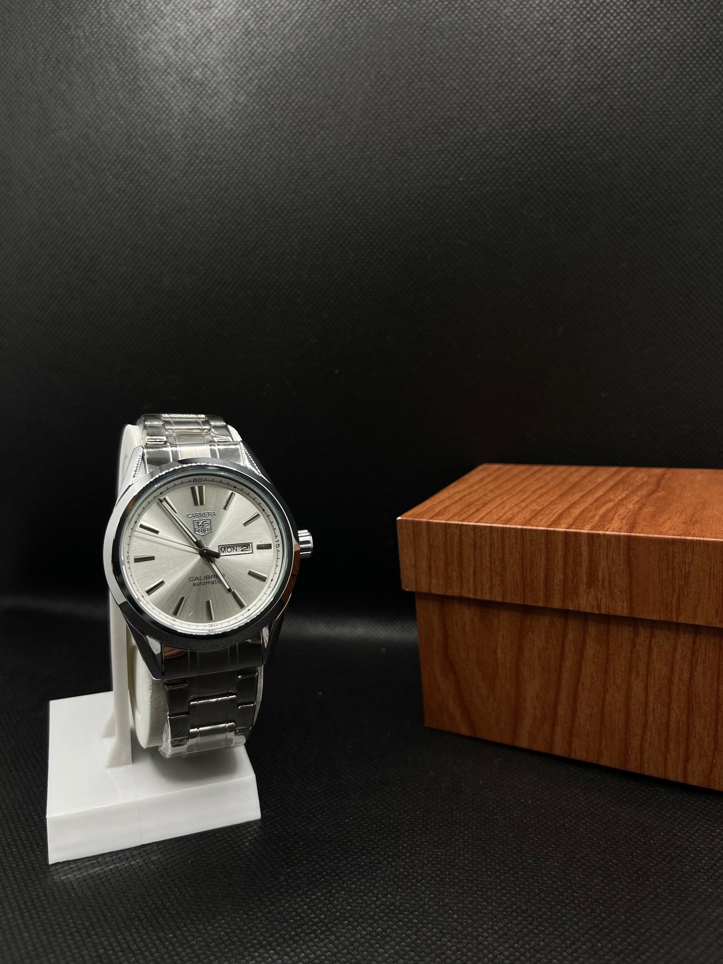 CALIBRE 5 SILVER STAINLESS STEEL WHITE DIAL AUTOMATIC WATCH FOR GENTS