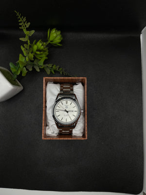 CALIBRE 5 SILVER STAINLESS STEEL WHITE DIAL AUTOMATIC WATCH FOR GENTS