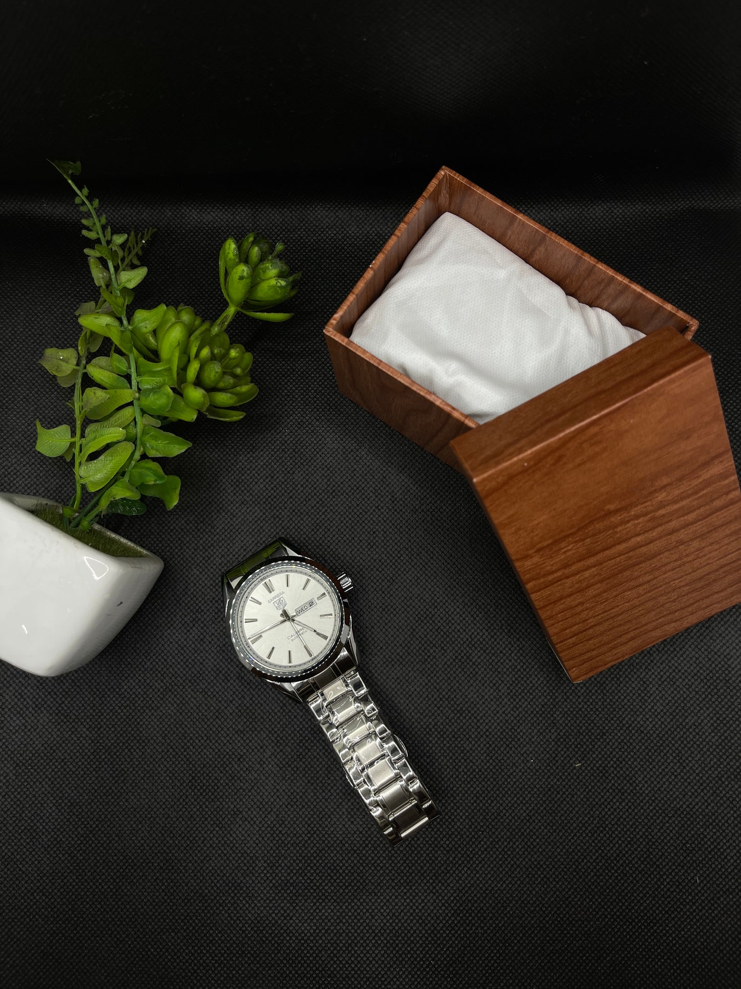 CALIBRE 5 SILVER STAINLESS STEEL WHITE DIAL AUTOMATIC WATCH FOR GENTS