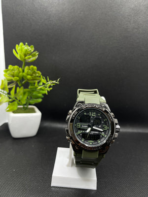 20 BAR ARMY GREEN STAINLESS STEEL BACK H-WATER RESIST