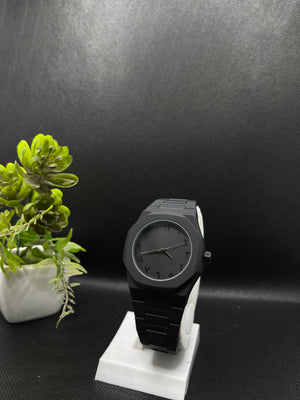 BLACK ARABIC AURA WATCH BLACK DIAL IN FIBER STRAP