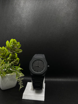 BLACK ARABIC AURA WATCH BLACK DIAL IN FIBER STRAP