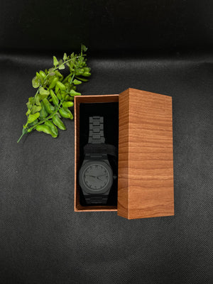 BLACK ARABIC AURA WATCH BLACK DIAL IN FIBER STRAP
