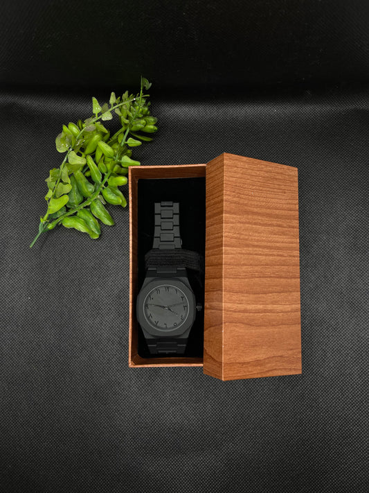 BLACK ARABIC AURA WATCH BLACK DIAL IN FIBER STRAP