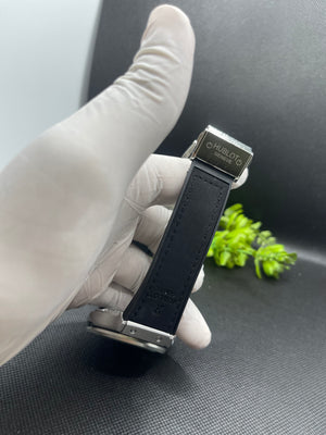 HB GENEVE SEMI SKELETON SILVER DIAL WITH VELVET STRAP