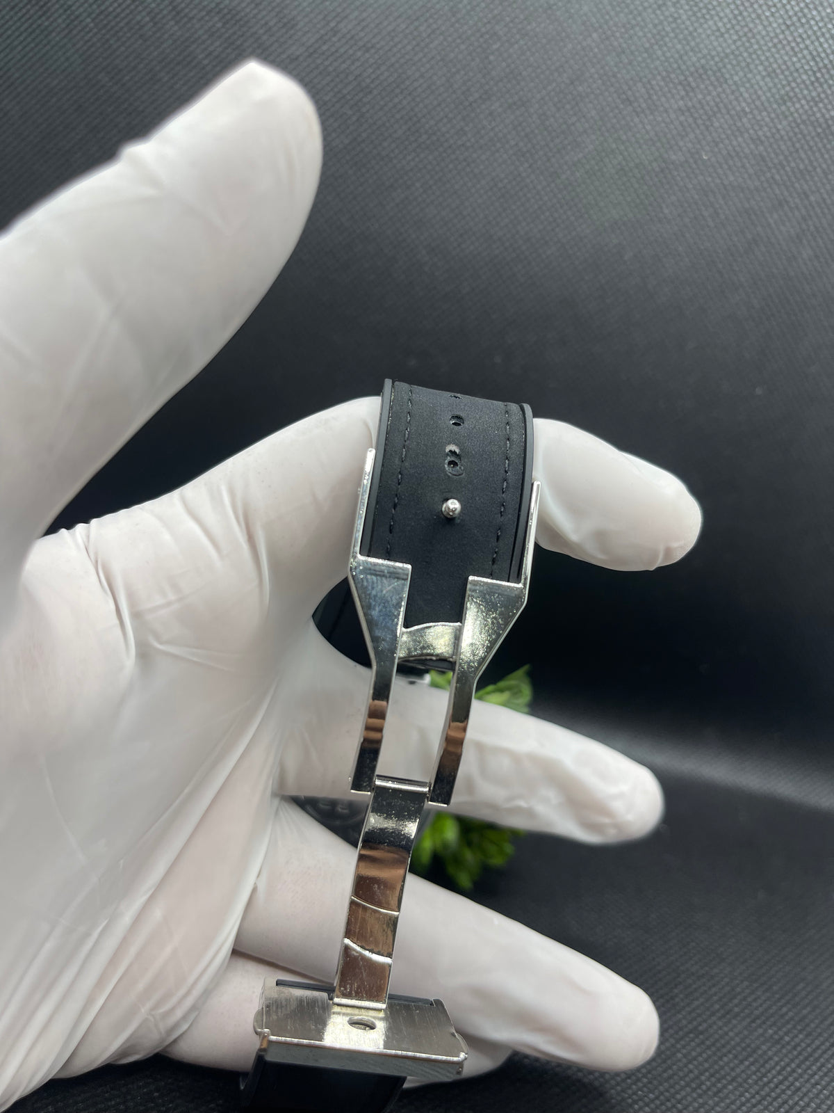 HB GENEVE SEMI SKELETON SILVER DIAL WITH VELVET STRAP