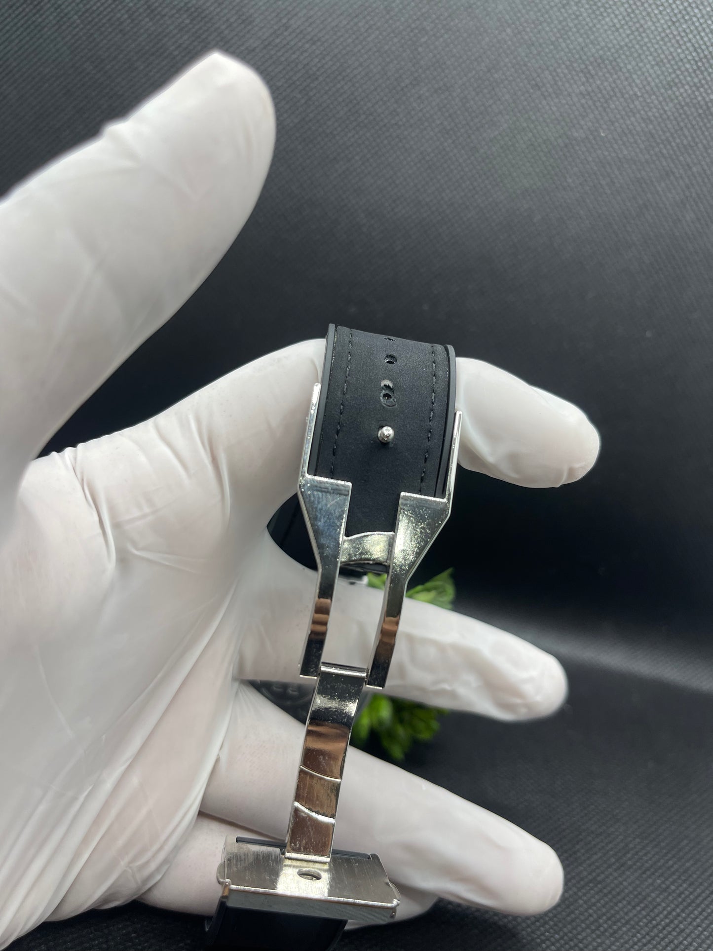 HB GENEVE SEMI SKELETON SILVER DIAL WITH VELVET STRAP