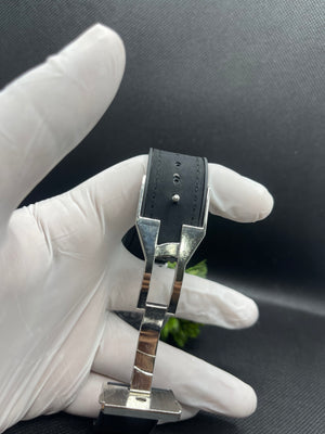 HB GENEVE SEMI SKELETON SILVER DIAL WITH VELVET STRAP