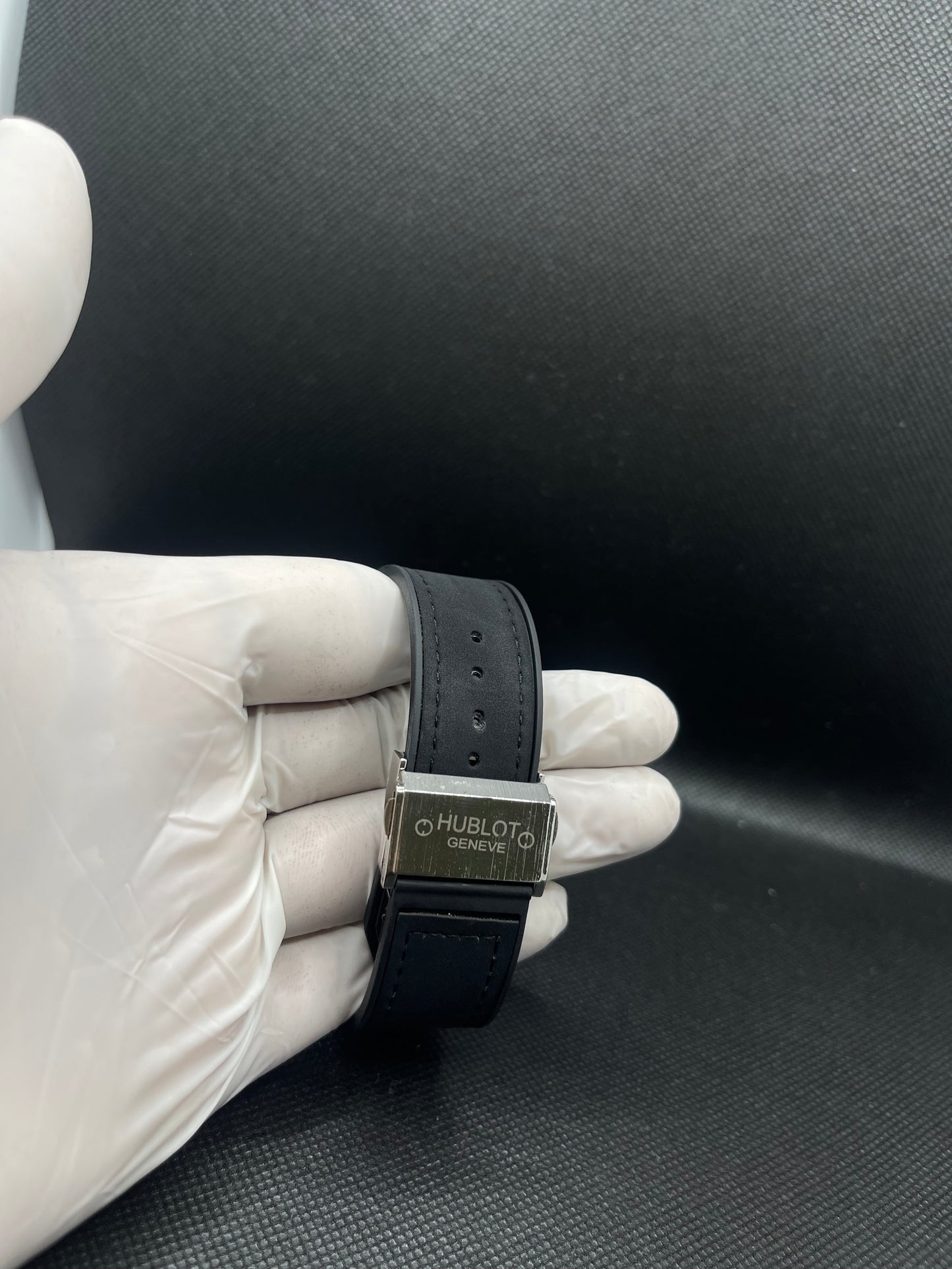 HB GENEVE SEMI SKELETON SILVER DIAL WITH VELVET STRAP