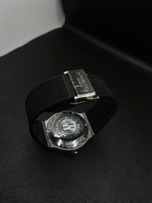 HB GENEVE SEMI SKELETON SILVER DIAL WITH VELVET STRAP
