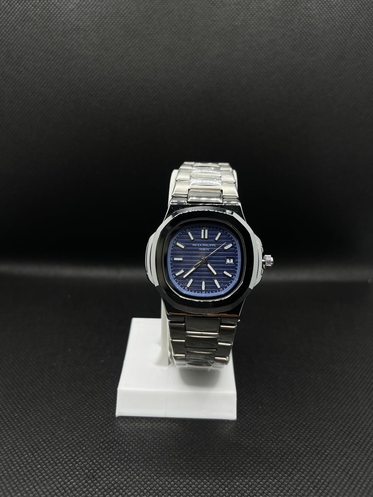 PP GENEVE IN BLUE DIAL WITH DATE STAINLESS STEEL STRAP