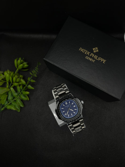 PP GENEVE IN BLUE DIAL WITH DATE STAINLESS STEEL STRAP
