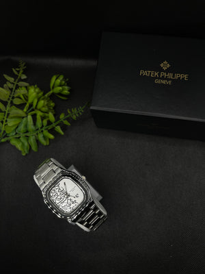 PP GENEVE IN SILVER ARABIC DIAL WITH DATE STAINLESS STEEL STRAP