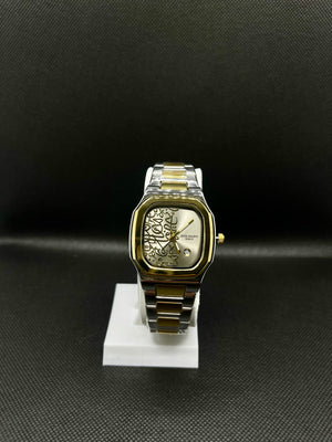 PP GENEVE IN GOLDEN ARABIC DIAL WITH DATE STAINLESS STEEL STRAP