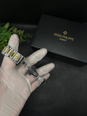 PP GENEVE IN GOLDEN ARABIC DIAL WITH DATE STAINLESS STEEL STRAP