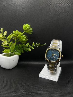 PP GENEVE BLUE TEXTURE DIAL IN TWO TONE WITH DATE STAINLESS STEEL STRAP