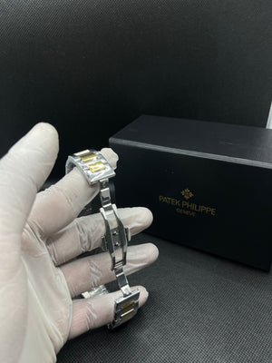 PP GENEVE BLUE TEXTURE DIAL IN TWO TONE WITH DATE STAINLESS STEEL STRAP