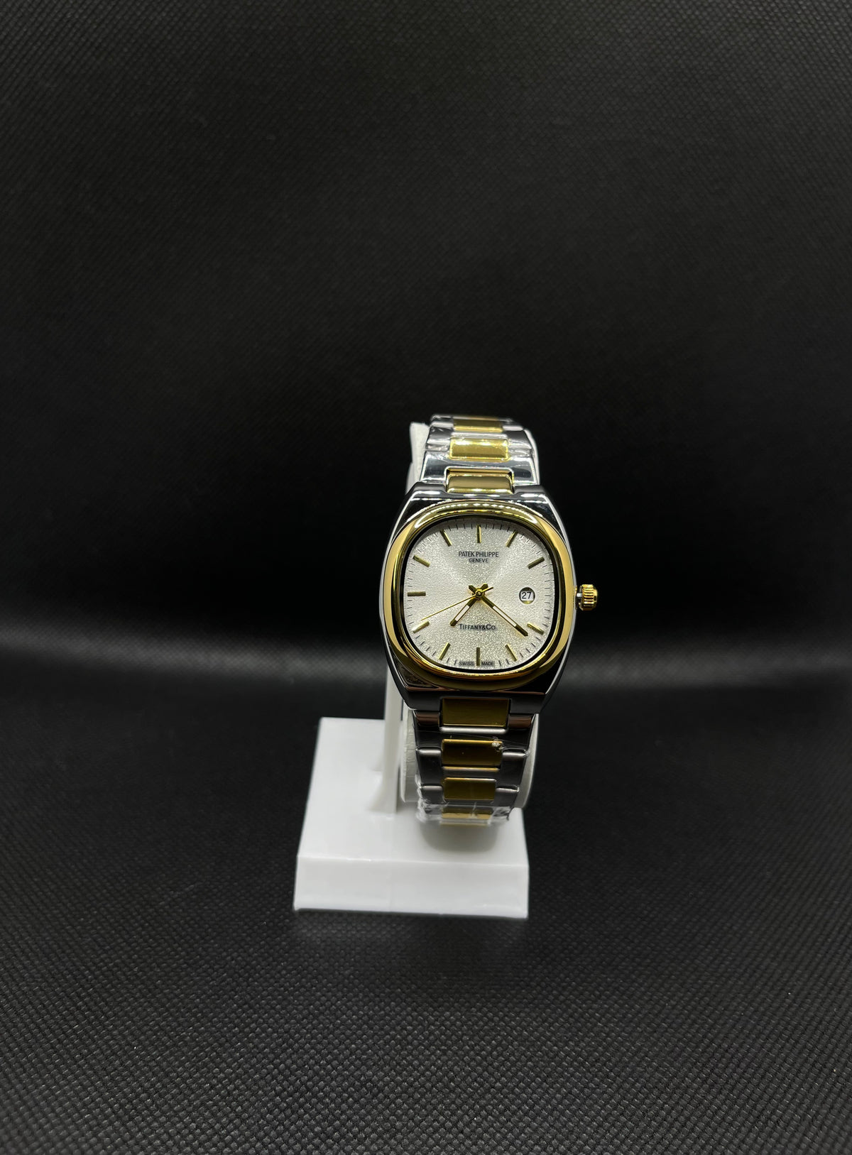 PP GENEVE GOLD TEXTURE DIAL IN TWO TONE WITH DATE STAINLESS STEEL STRAP