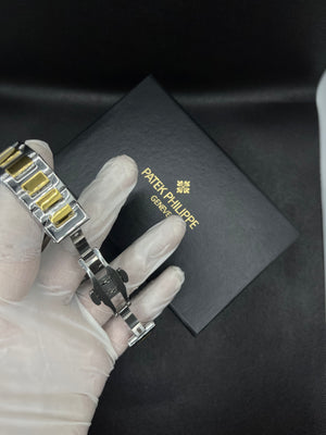 PP GENEVE GOLD TEXTURE DIAL IN TWO TONE WITH DATE STAINLESS STEEL STRAP