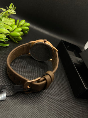 TOMI PREMIUM CHOCO BROWN LEATHER STRAP IN OFF WHITE DIAL WITH DATE