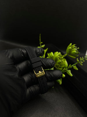 SPORT STYLE BLACK AND GOLD DIAL WITH SILICONE STRAP WATCH FOR WOMEN