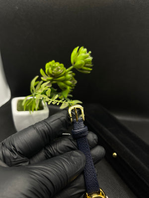 HERYI BLUE DIAL, GOLD-TONE CASE WITH BLUE LEATHER STRAP WATCH FOR WOMEN