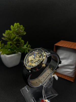 AUTOMATIC ORIGINAL SKELETON DESIGN LEATHER STRAP WATCH