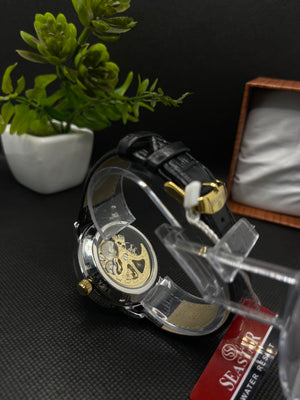 AUTOMATIC ORIGINAL SKELETON DESIGN LEATHER STRAP WATCH