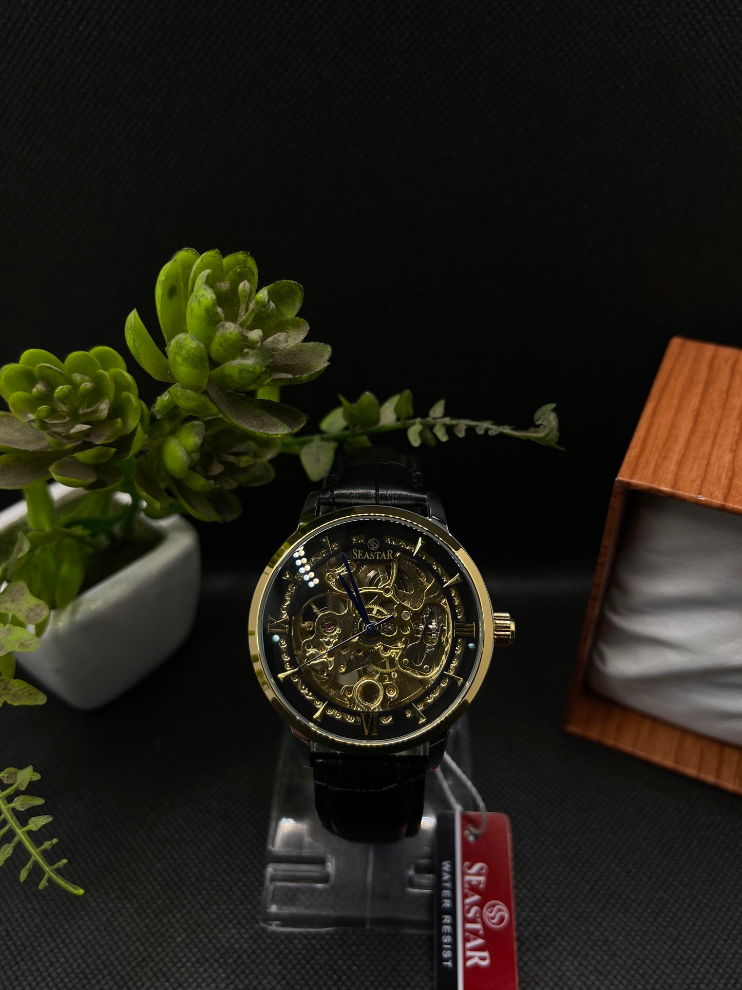 AUTOMATIC ORIGINAL SKELETON DESIGN LEATHER STRAP WATCH