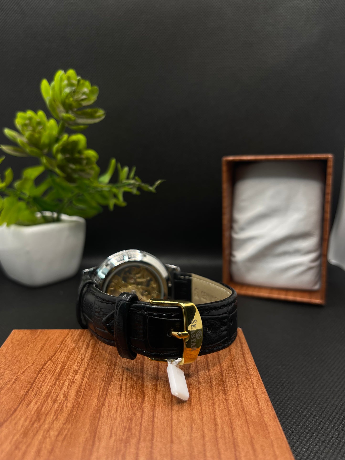 AUTOMATIC ORIGINAL SKELETON DESIGN LEATHER STRAP WATCH