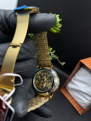 AUTOMATIC SKELETON BLACK DIAL WITH STAINLESS STEEL CHAIN MEN's WATCH