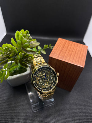 AUTOMATIC SKELETON BLACK DIAL WITH STAINLESS STEEL CHAIN MEN's WATCH