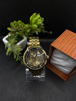 AUTOMATIC SKELETON BLACK DIAL WITH STAINLESS STEEL CHAIN MEN's WATCH