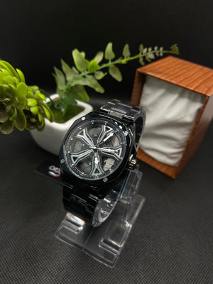 KEGIO UNIQUE SPINNER WHEEL GRAY DIAL WITH METAL CASE AND STAINLESS STEEL CHAIN