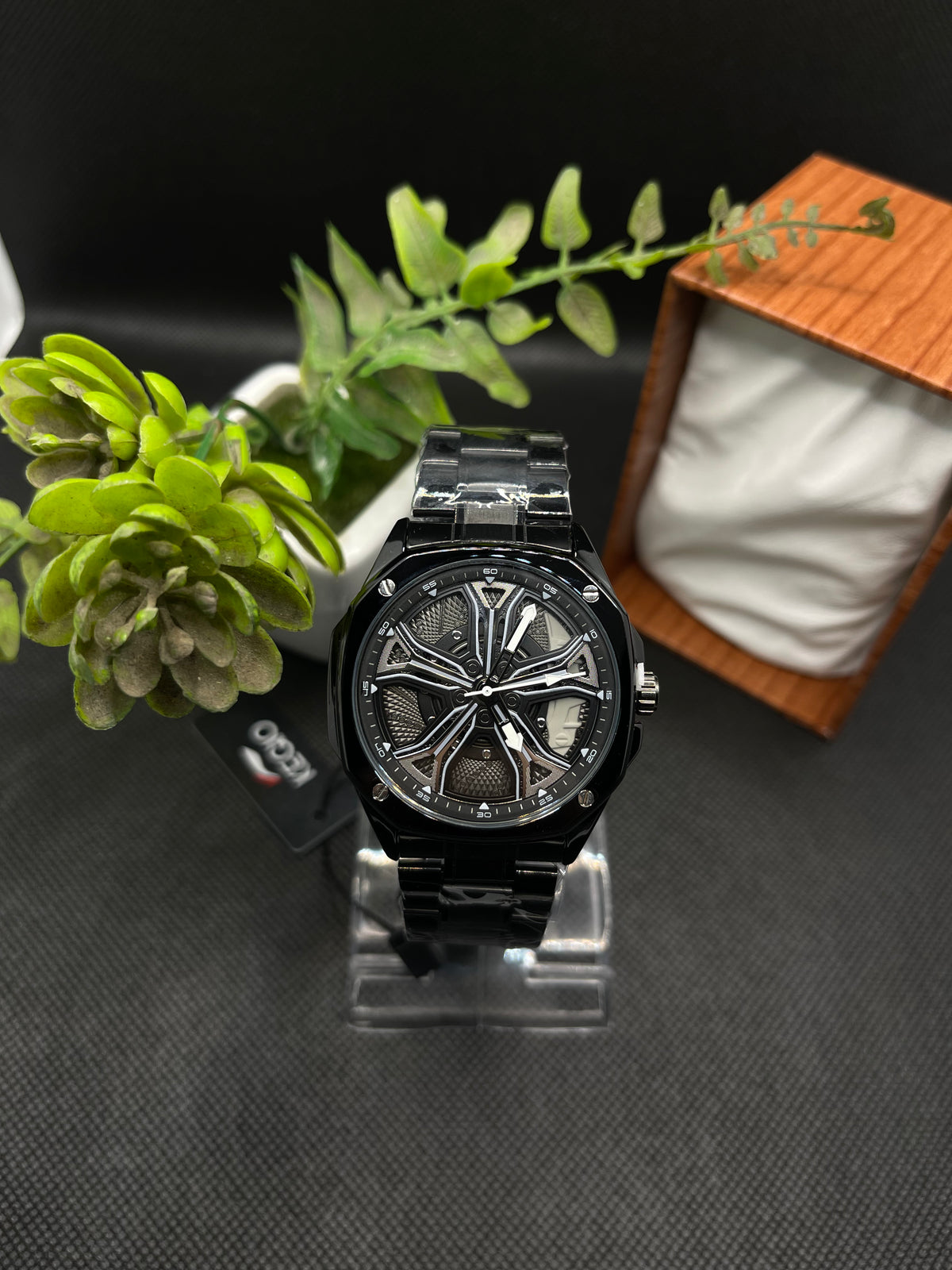 KEGIO UNIQUE SPINNER WHEEL GRAY DIAL WITH METAL CASE AND STAINLESS STEEL CHAIN
