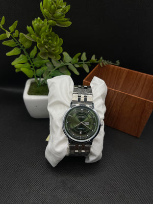CITIZEN CLASSIC SLIM GREEN DIAL WITH DAY AND DATE IN STAINLESS STEEL