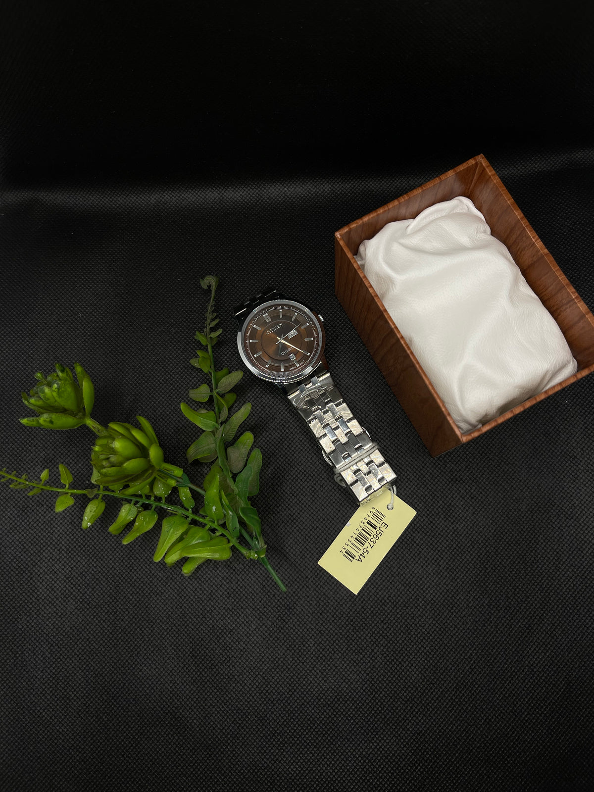 CITIZEN CLASSIC SLIM BROWN DIAL WITH DAY AND DATE IN STAINLESS STEEL