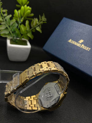 AP BLACK DIAL ROYAL OAK WEIGHTED IN GOLDEN CASE AND CHAIN