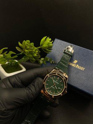 AP GREEN DIAL SEMI AUTOMATIC WITH DATE IN PREMIUM GREEN LEATHER STRAP