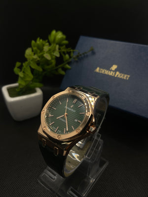 AP GREEN DIAL SEMI AUTOMATIC WITH DATE IN PREMIUM GREEN LEATHER STRAP