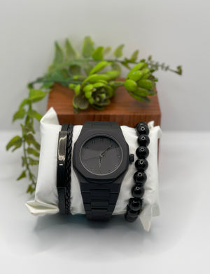 BLACK ARABIC AURA WATCH IN FIBER WITH BRACELET