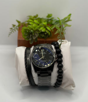 RLX BLUE DIAL OYSTER PERPETUAL IN BLACK CHAIN ALONG WITH BRACELET