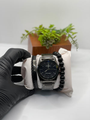 RLX BLUE DIAL OYSTER PERPETUAL IN BLACK CHAIN ALONG WITH BRACELET