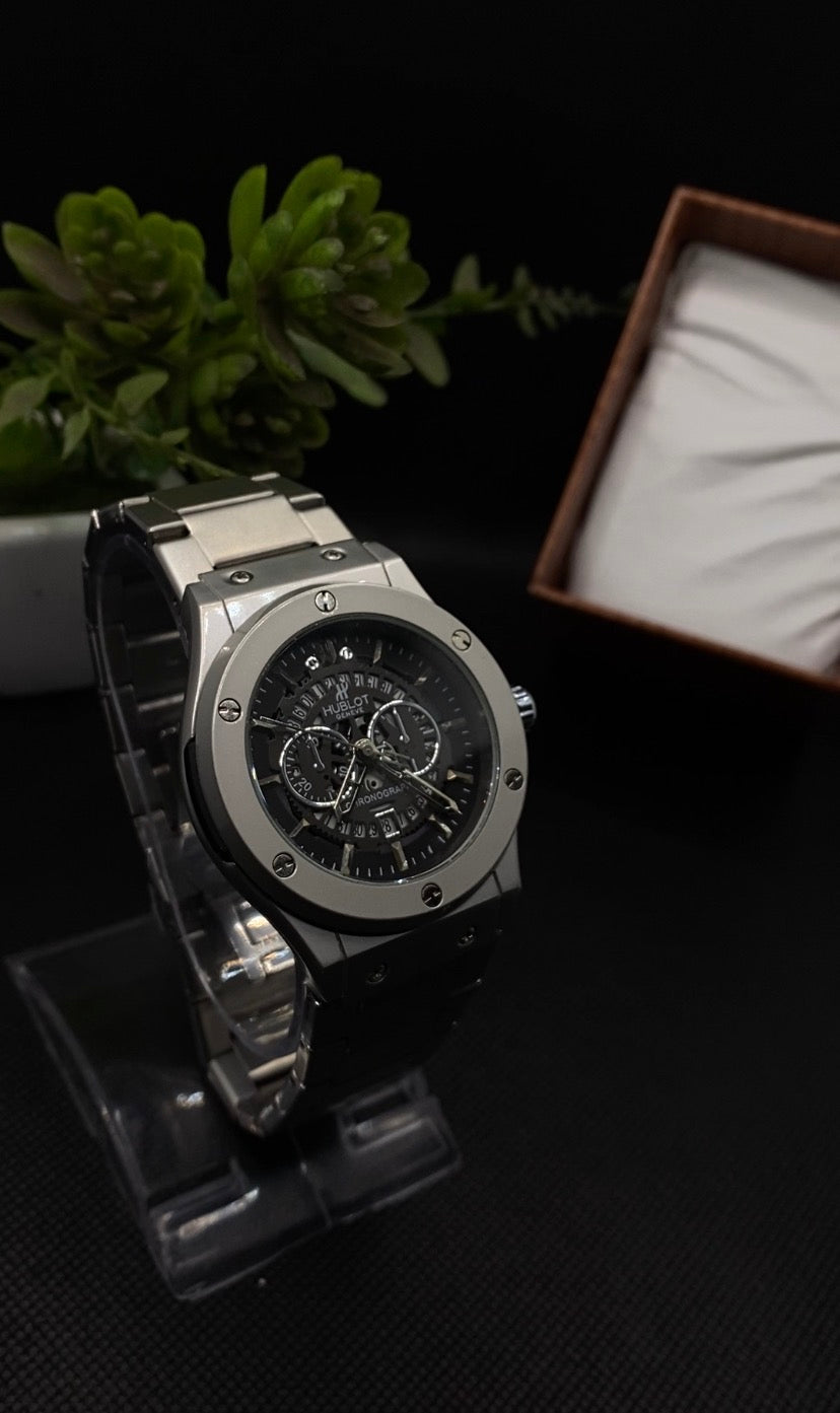 HB SPIDER DIAL CHRONOGRAPH WITH DATE IN TITANIUM SILVER CHAIN